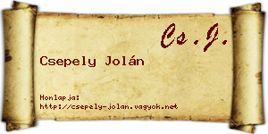 Csepely Jolán névjegykártya