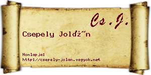 Csepely Jolán névjegykártya